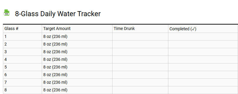 8-Glass Daily Water Tracker
