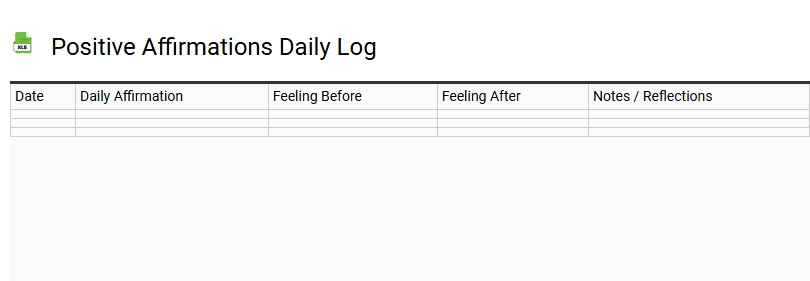 Positive Affirmations Daily Log