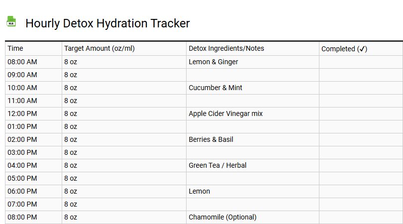Hourly Detox Hydration Tracker