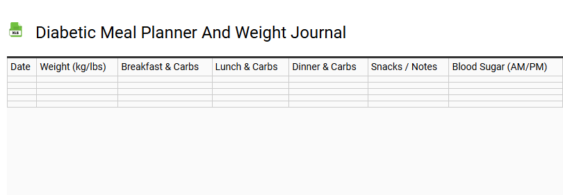 Diabetic Meal Planner and Weight Journal