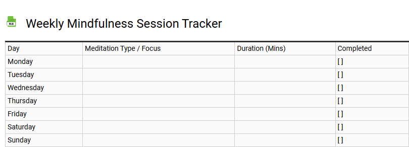 Weekly Mindfulness Session Tracker
