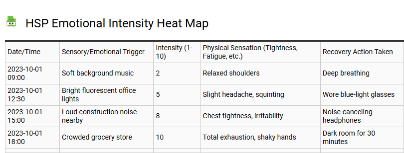 HSP Emotional Intensity Heat Map