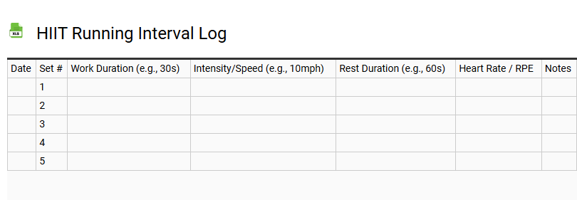 HIIT Running Interval Log