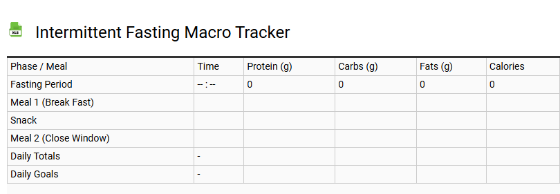 Intermittent Fasting Macro Tracker