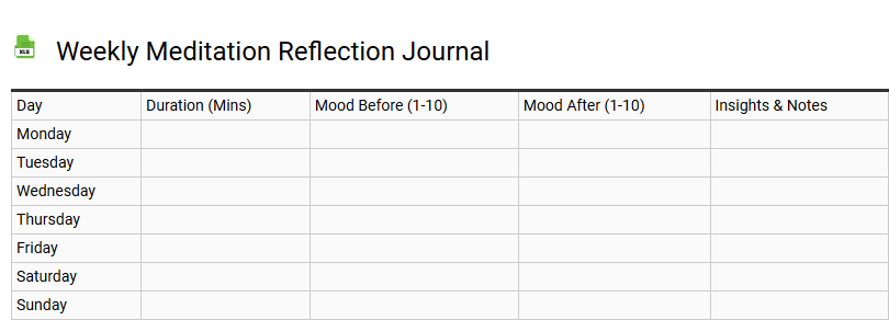 Weekly Meditation Reflection Journal