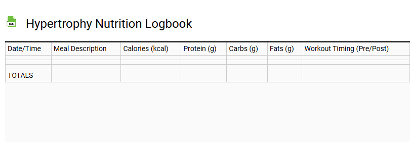 Hypertrophy Nutrition Logbook