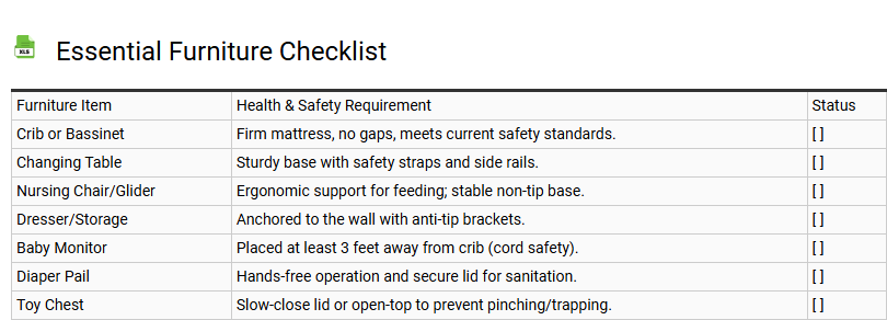 Essential Furniture Checklist