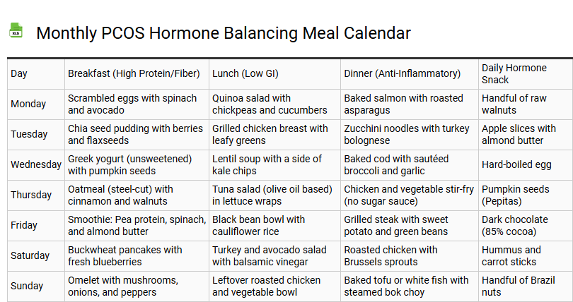 Monthly PCOS Hormone Balancing Meal Calendar