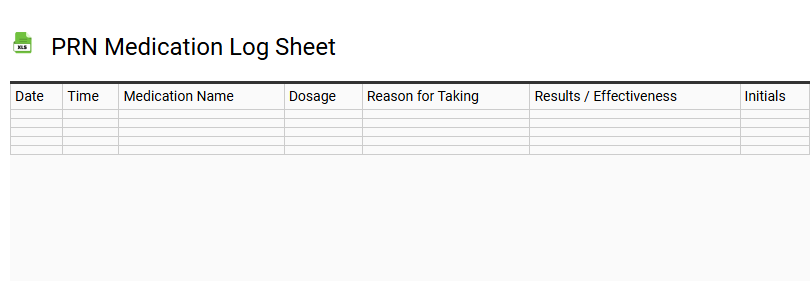 PRN Medication Log Sheet
