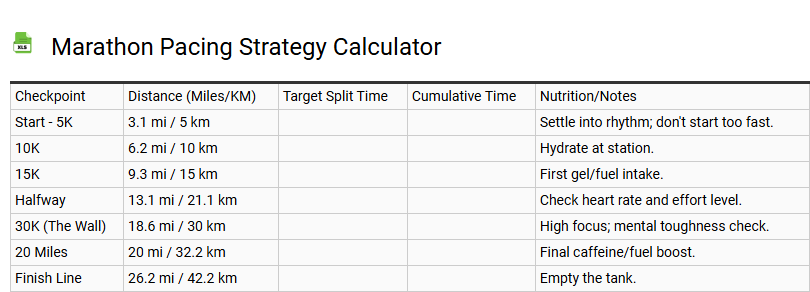 Marathon Pacing Strategy Calculator
