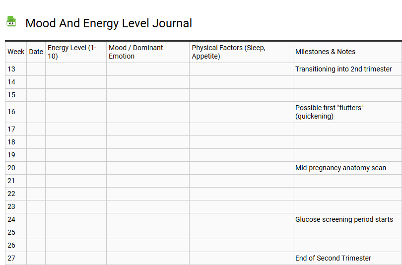 Mood and Energy Level Journal