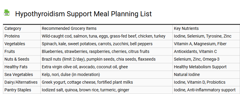 Hypothyroidism Support Meal Planning List