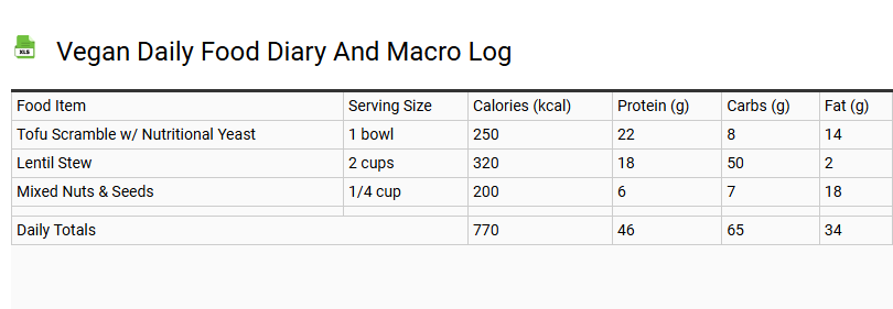 Vegan Daily Food Diary and Macro Log