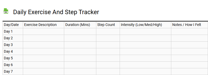Daily Exercise and Step Tracker