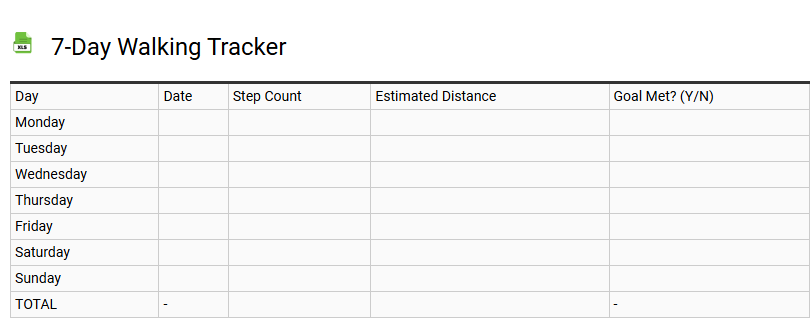 7-Day Walking Tracker