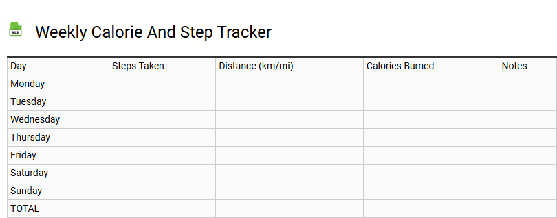Weekly Calorie and Step Tracker