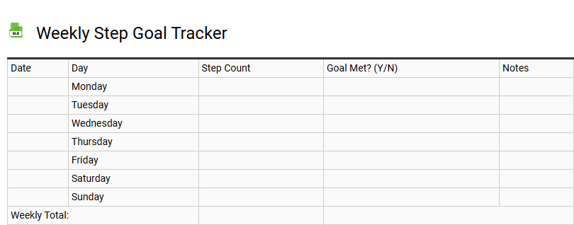Weekly Step Goal Tracker