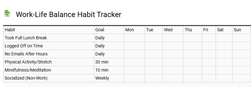Work-Life Balance Habit Tracker