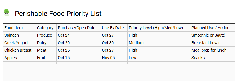 Perishable Food Priority List