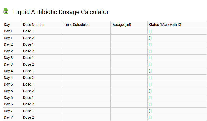 Liquid Antibiotic Dosage Calculator