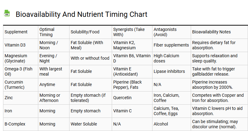 Bioavailability and Nutrient Timing Chart
