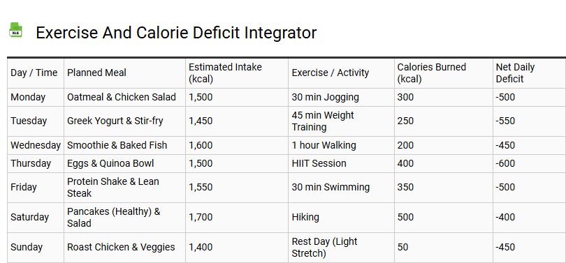 Exercise and Calorie Deficit Integrator