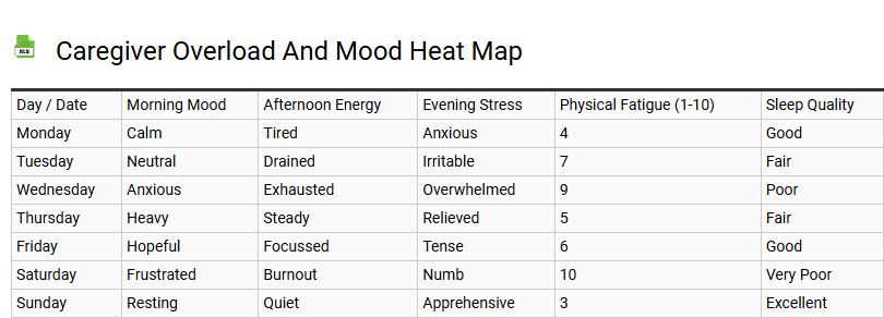 Caregiver Overload and Mood Heat Map