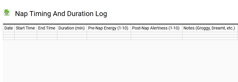 Nap Timing and Duration Log