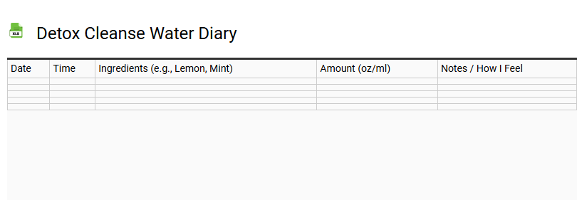 Detox Cleanse Water Diary
