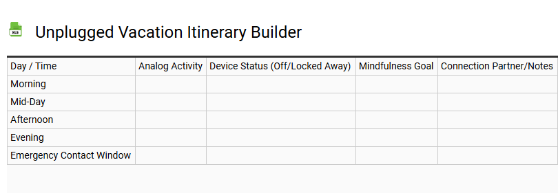 Unplugged Vacation Itinerary Builder