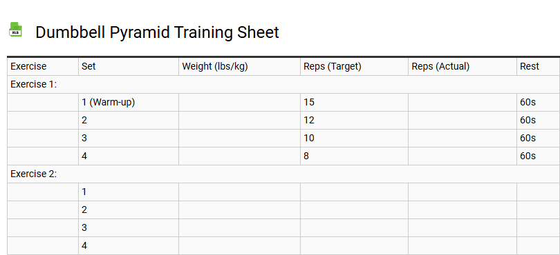 Dumbbell Pyramid Training Sheet