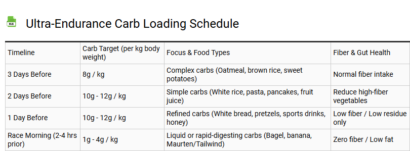 Ultra-Endurance Carb Loading Schedule