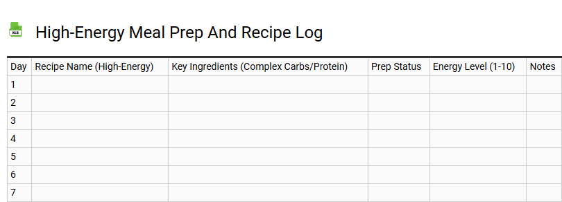 High-Energy Meal Prep and Recipe Log