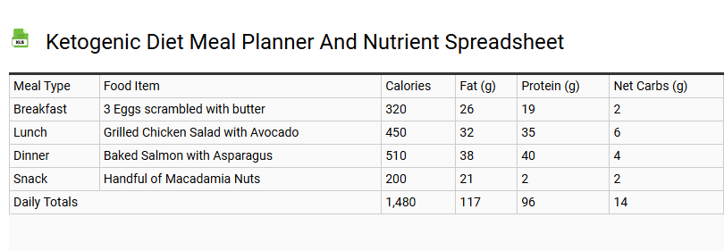 Ketogenic Diet Meal Planner and Nutrient Spreadsheet
