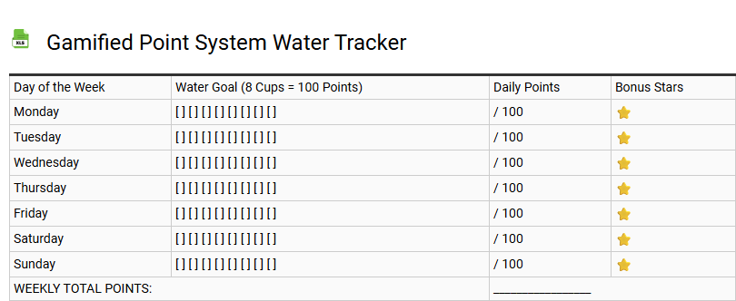 Gamified Point System Water Tracker