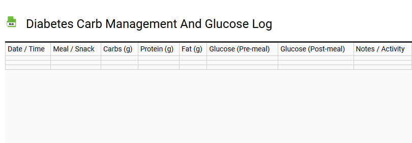 Diabetes Carb Management and Glucose Log