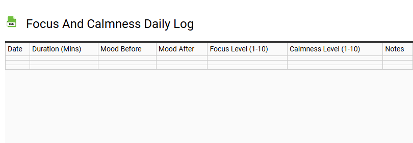 Focus and Calmness Daily Log
