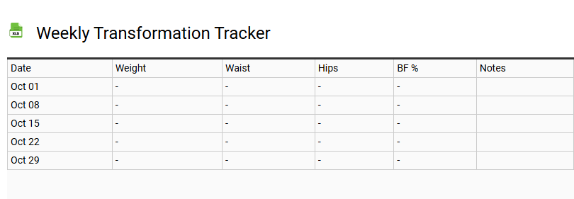 Weekly Transformation Tracker