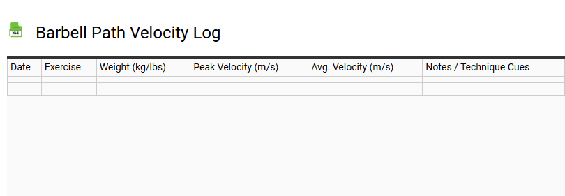 Barbell Path Velocity Log