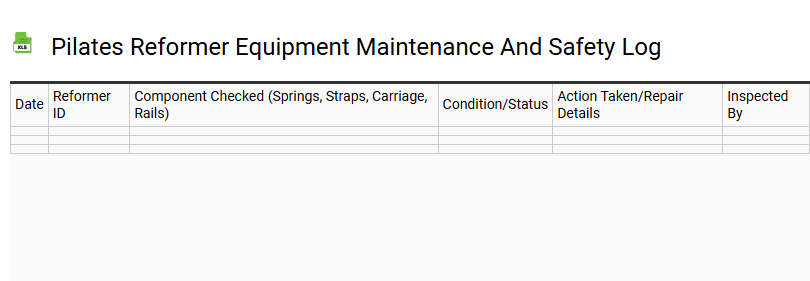 Pilates Reformer Equipment Maintenance and Safety Log