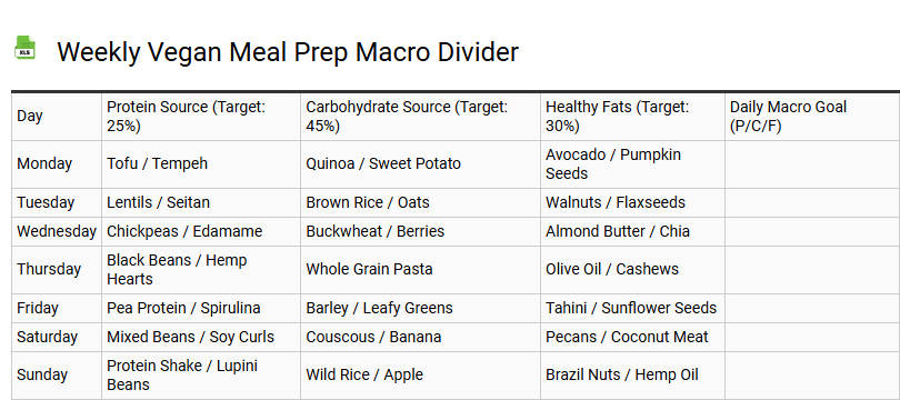Weekly Vegan Meal Prep Macro Divider