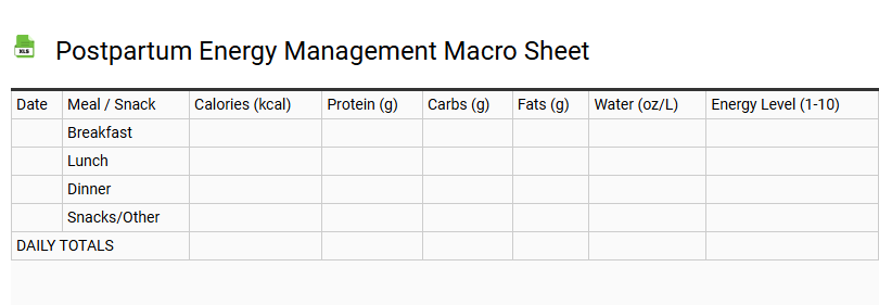 Postpartum Energy Management Macro Sheet
