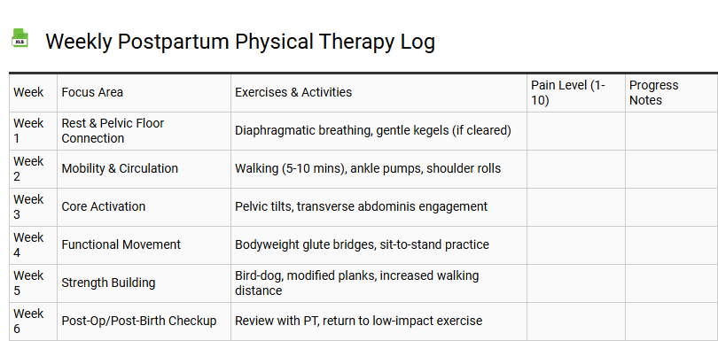 Weekly Postpartum Physical Therapy Log