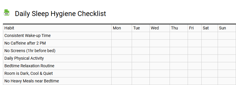 Daily Sleep Hygiene Checklist