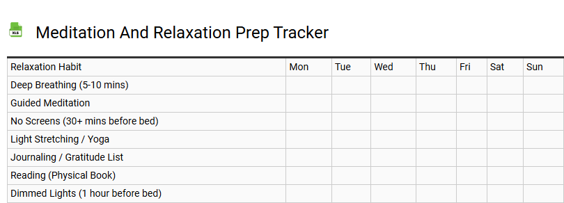Meditation and Relaxation Prep Tracker