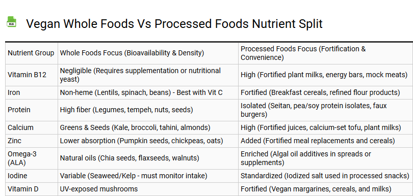 Vegan Whole Foods vs Processed Foods Nutrient Split