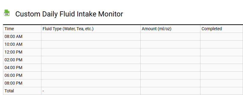Custom Daily Fluid Intake Monitor