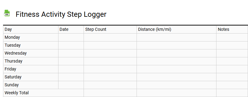 Fitness Activity Step Logger