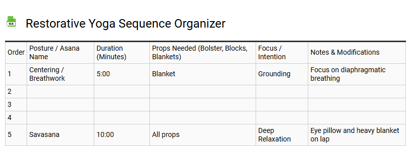 Restorative Yoga Sequence Organizer