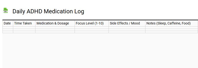 Daily ADHD Medication Log